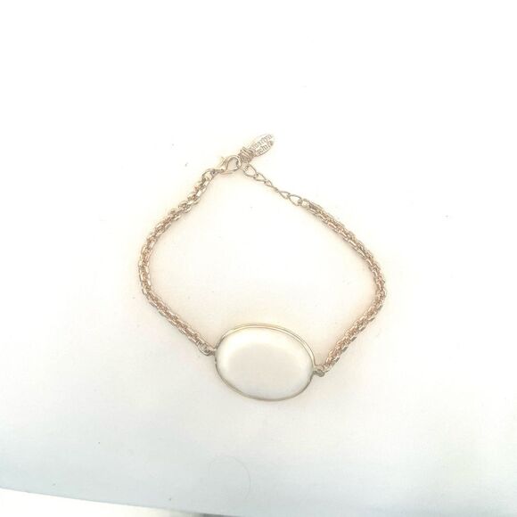 NWOT Marilyn Schiff Faceted Glass Tennis Bracelet Gold and White - Picture 1 of 3